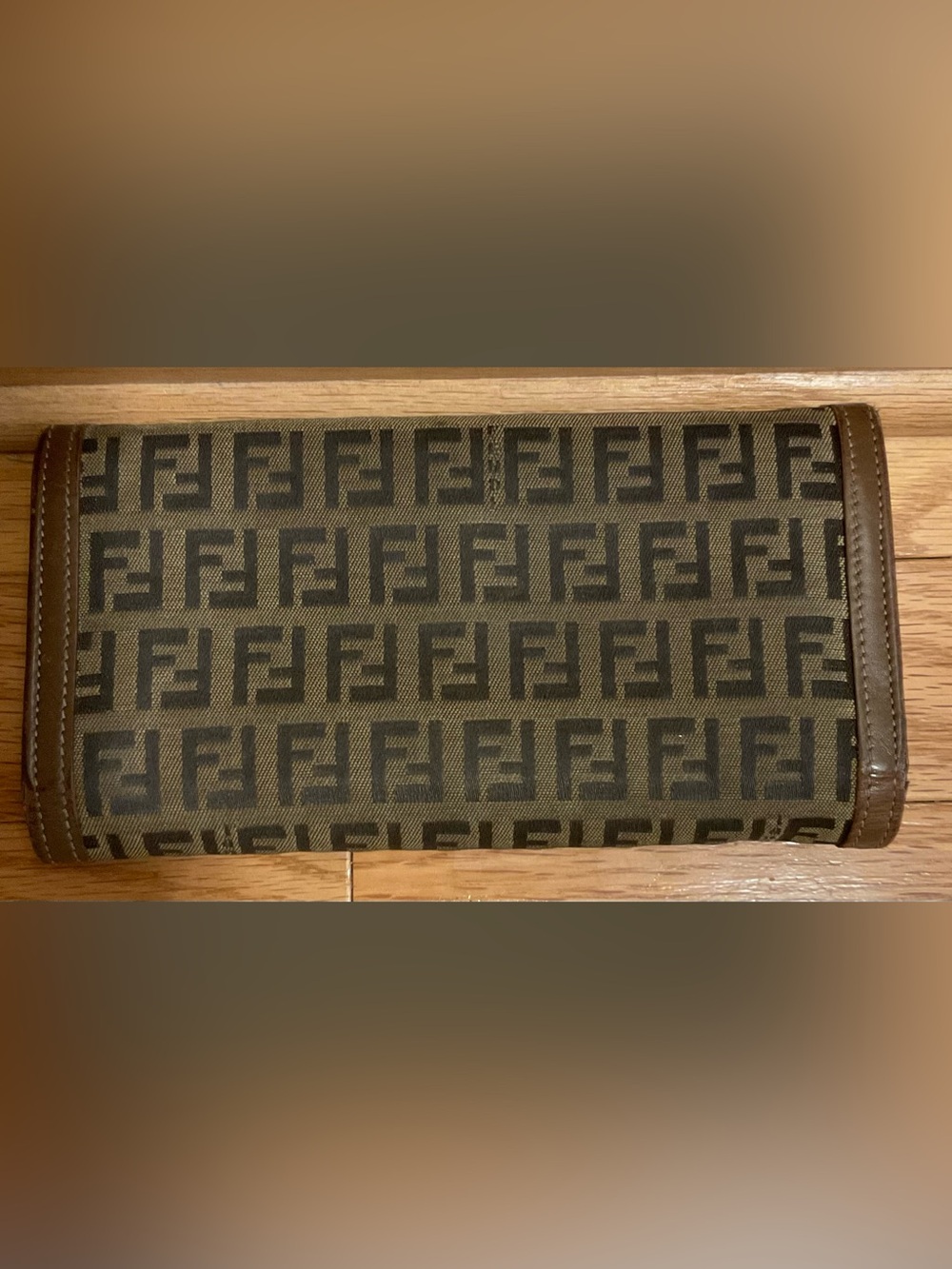 Fendi Brown & Black Zucca Canvas Leather Continental Wallet - Picture 2 of 16